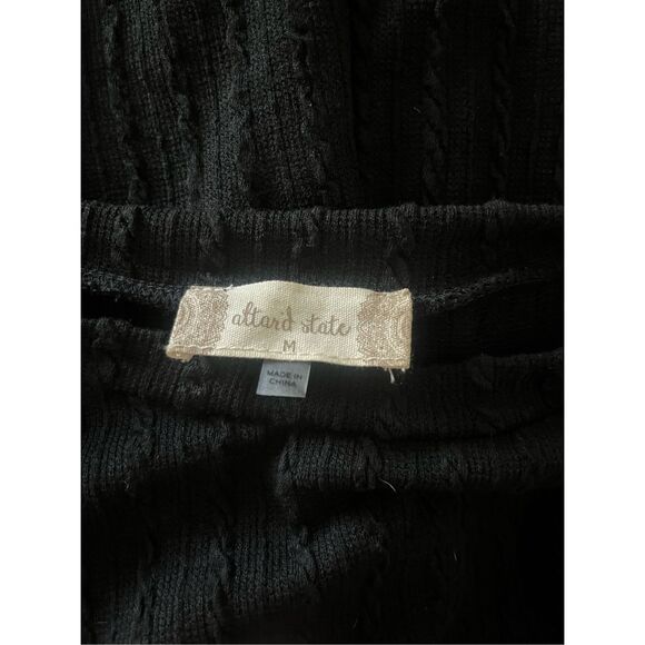 Altar’d State‎ Black Fitted Knit Puff Long Sleeve Mini Dress Size Medium - Picture 2 of 4